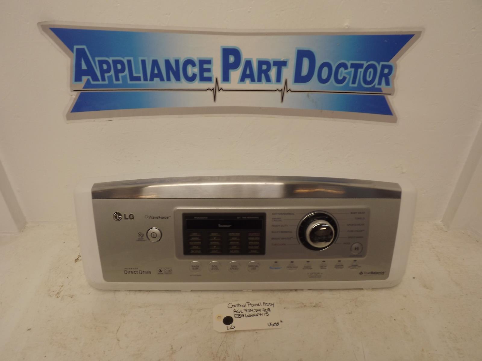 LG Washer AGL72929708 EBR62267115 Control Panel Assy Used LG Washer AGL72929708 EBR62267115 Control Panel Assy Used
